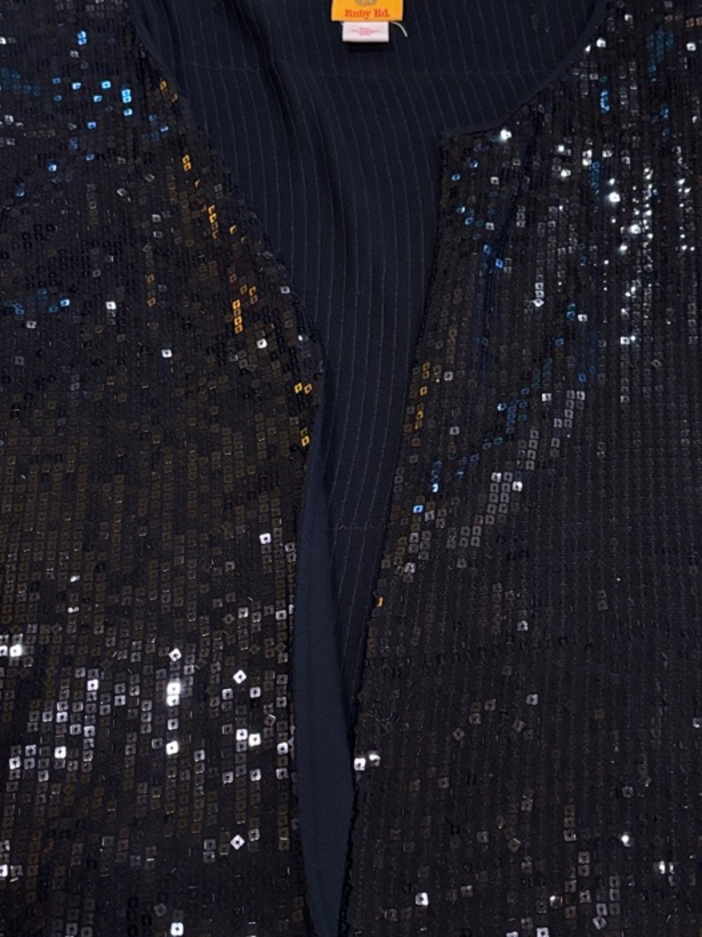 Ruby Rd. Black Sequin Open-Front Jacket